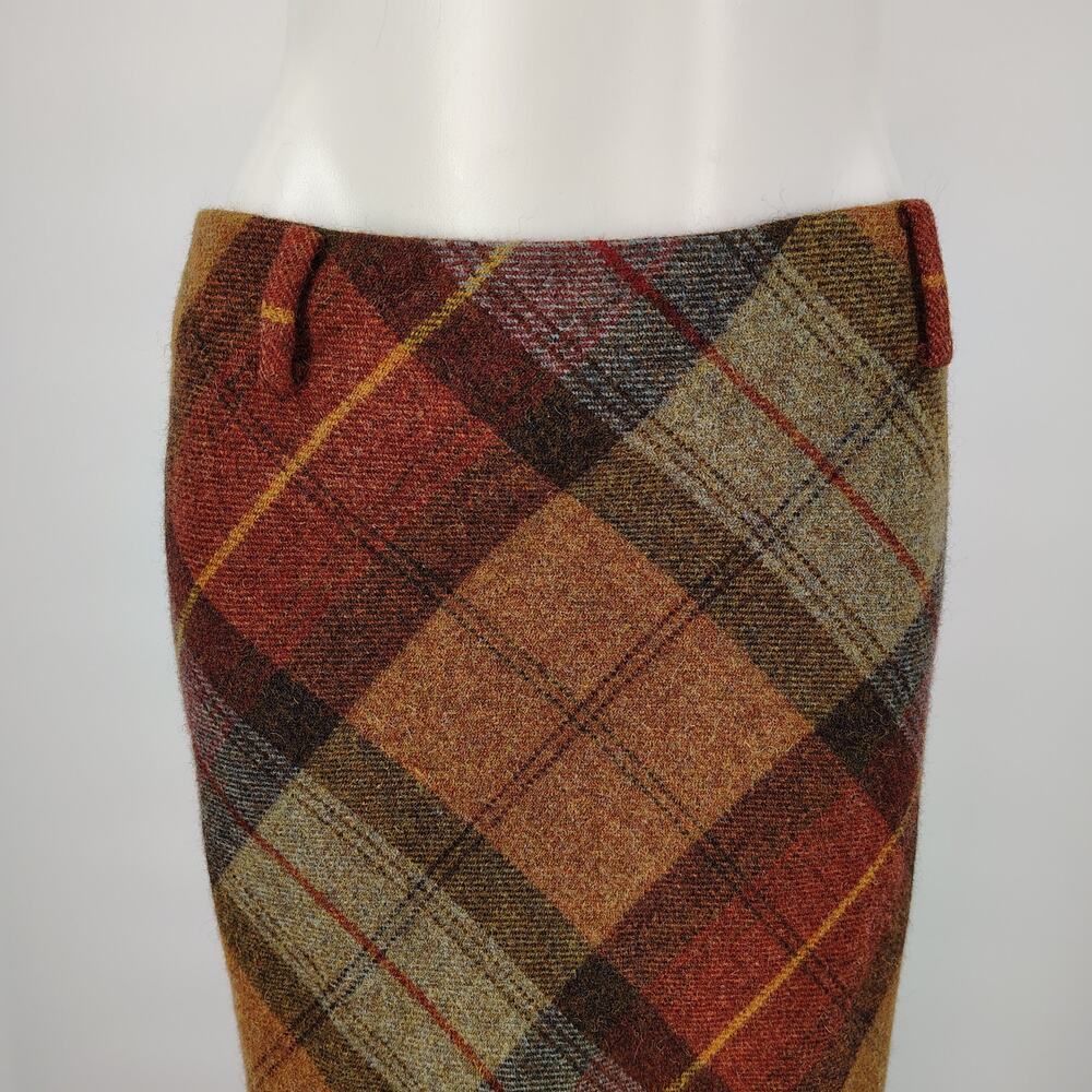 Ralph Lauren Wool Plaid Midi Skirt Size 4 Fall Bias Cut Vintage Style - Picture 14 of 16
